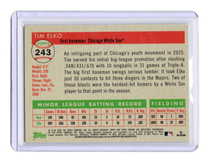 2025 Topps Chrome Platinum Tim Elko Card RC Chicago White Sox #243