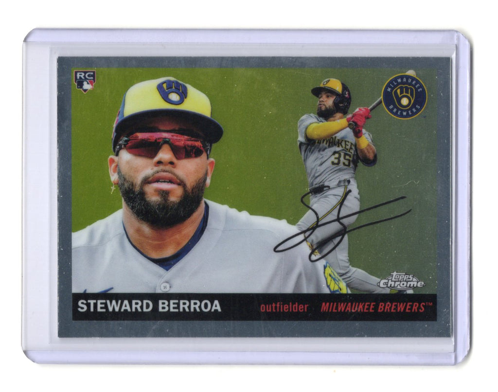 2025 Topps Chrome Platinum Steward Berroa Card RC Milwaukee Brewers #335