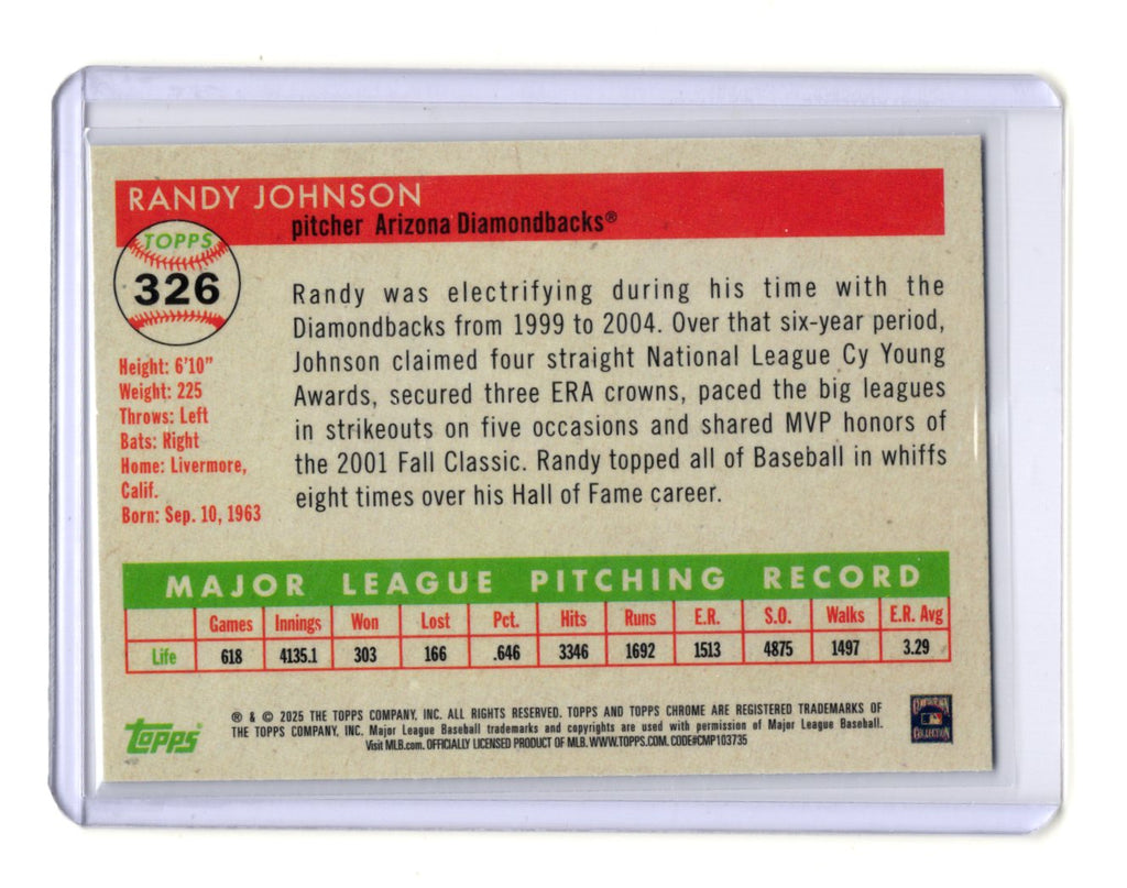 2025 Topps Chrome Platinum Randy Johnson Card Arizona Diamondbacks #326