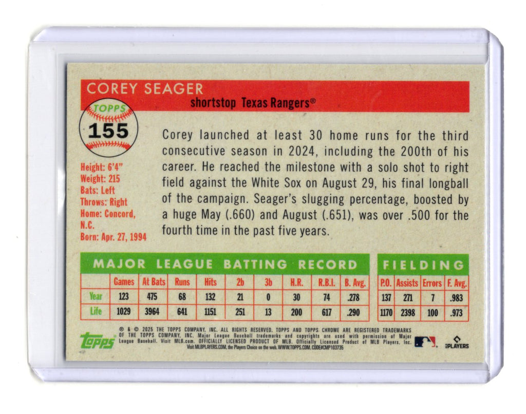 2025 Topps Chrome Platinum Corey Seager Card Vibrations Refractors  Rangers /250