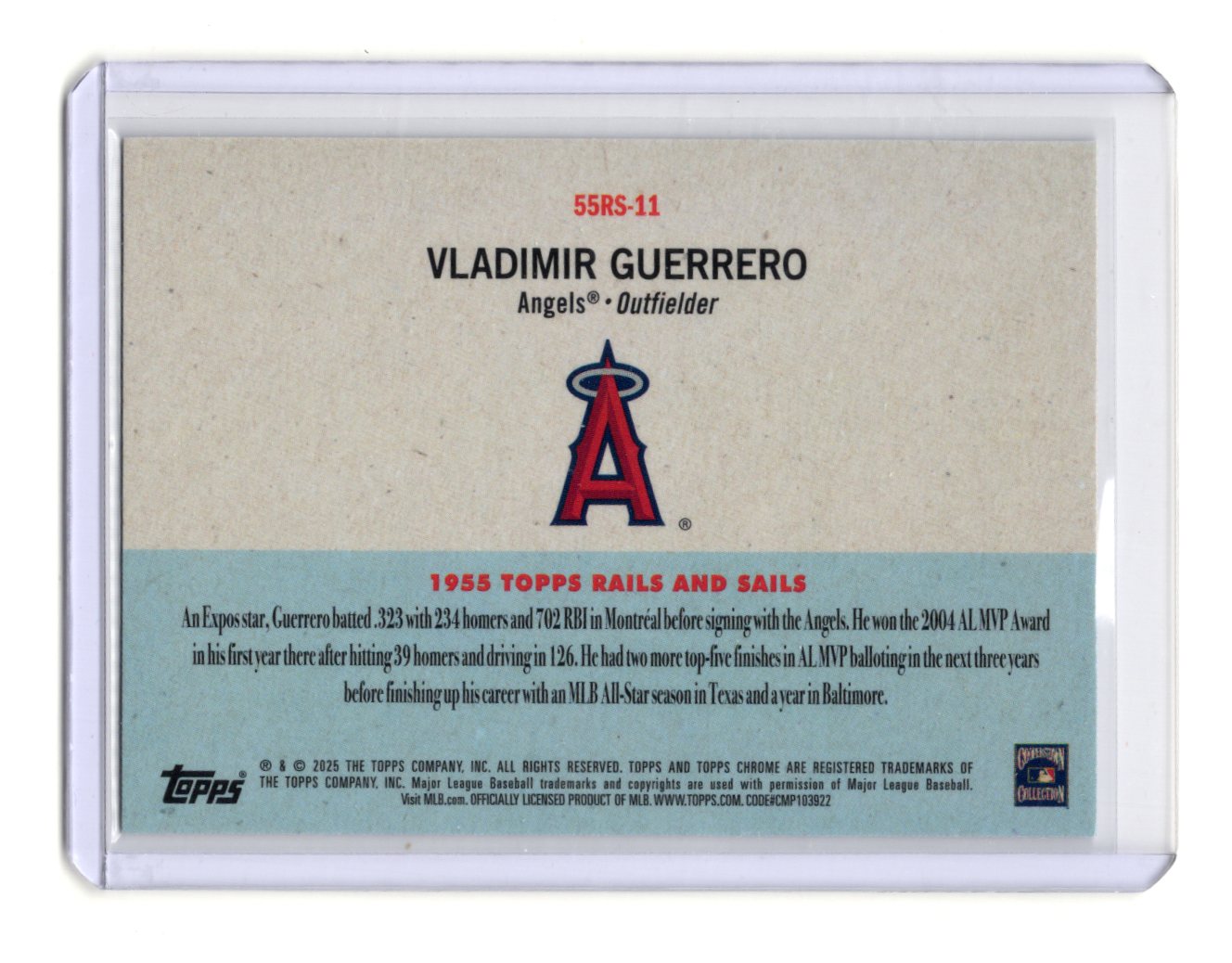 2025 Topps Chrome Platinum Vladimir Guerrero Card 1955 Topps Rails & Sails