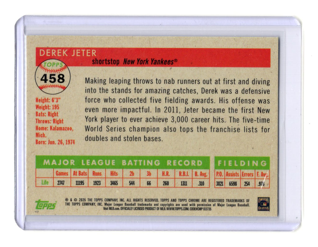 2025 Topps Chrome Platinum Derek Jeter Card New York Yankees #458