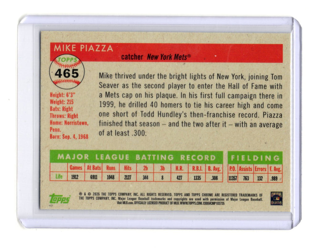 2025 Topps Chrome Platinum Mike Piazza Card New York Mets #465