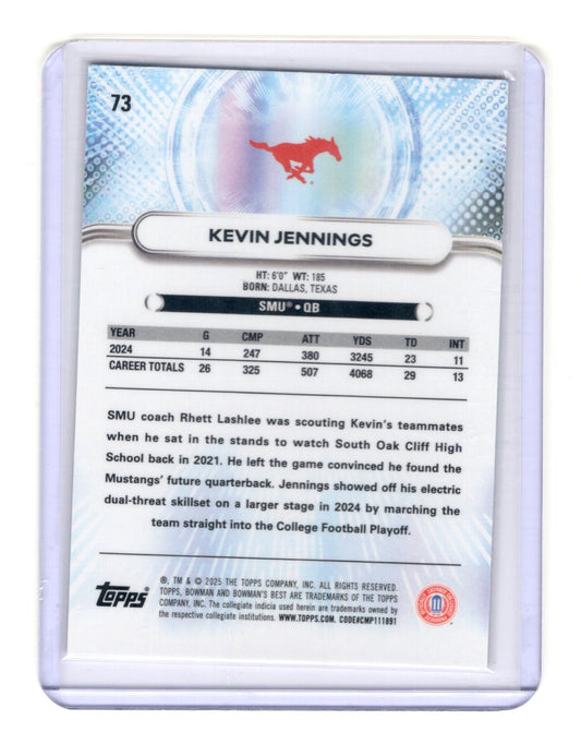 2025 Bowman University Best Kevin Jennings Card Green Mini-Diamond SN SMU