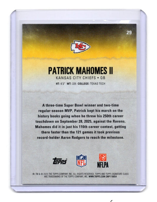 2025 Topps Signature Class Patrick Mahomes II Card Kansas City Chiefs #29
