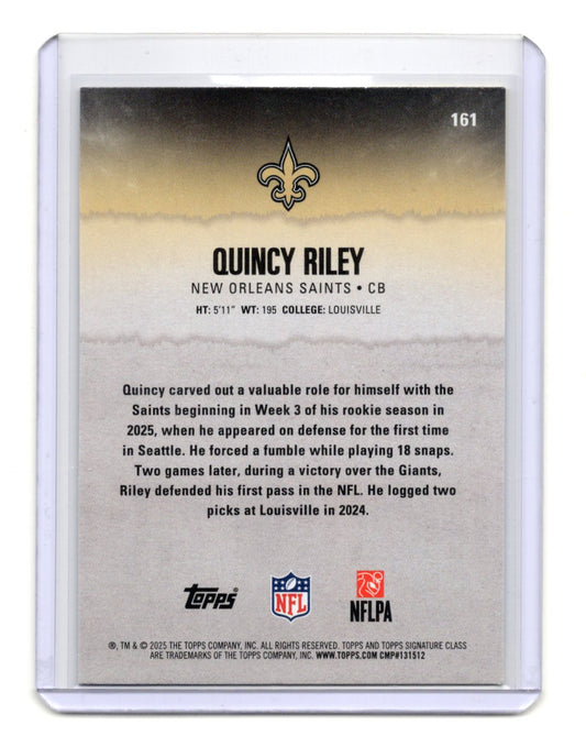 2025 Topps Signature Class Quincy Riley Card Blue & Yellow RC Saints #161