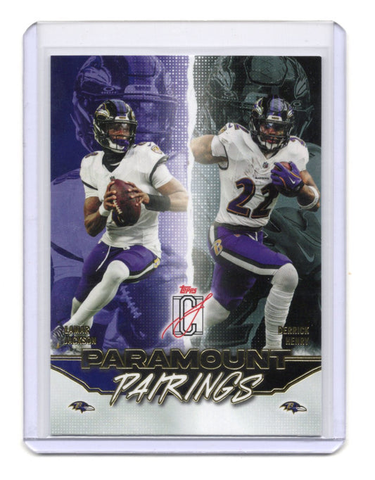 2025 Topps Signature Class Derrick Henry / Lamar Jackson Card Paramount Pairings
