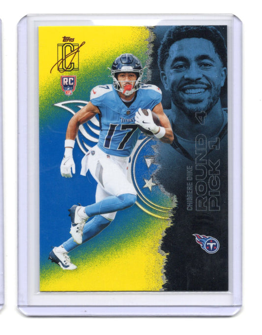 2025 Topps Signature Class Chimere Dike Card Blue & Yellow RC  Titans #182