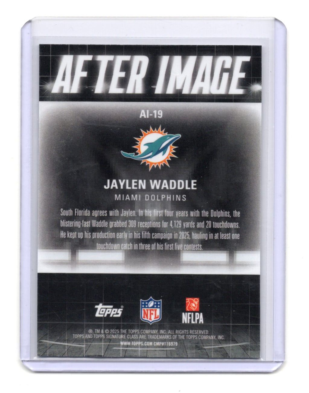 2025 Topps Signature Class Jaylen Waddle Card After Image Miami Dolphins #AI-19