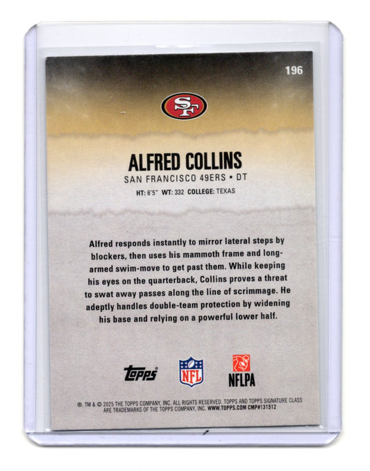2025 Topps Signature Class Alfred Collins Card Lime Green SN,RC  49ers #/175