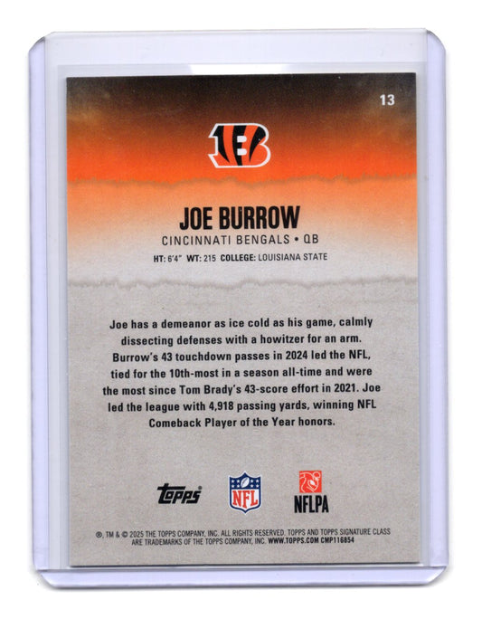 2025 Topps Signature Class Joe Burrow Card Blue & Yellow  Bengals #13