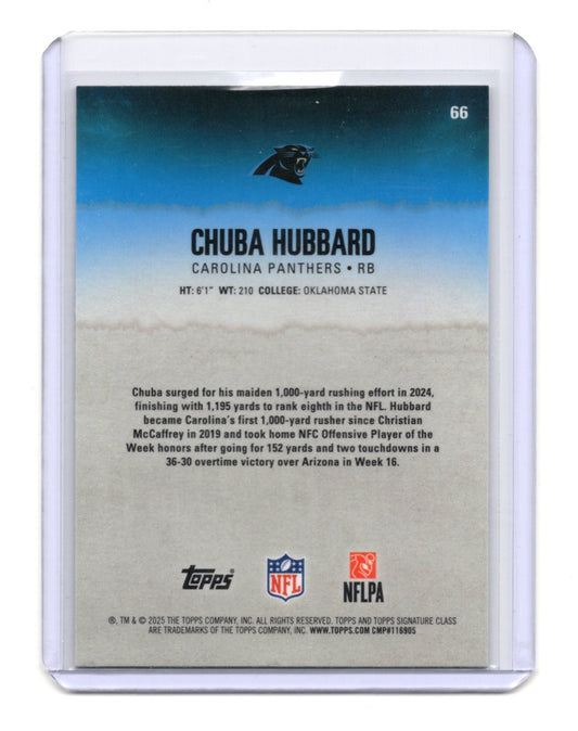 2025 Topps Signature Class Chuba Hubbard Card Chrome Panthers #66