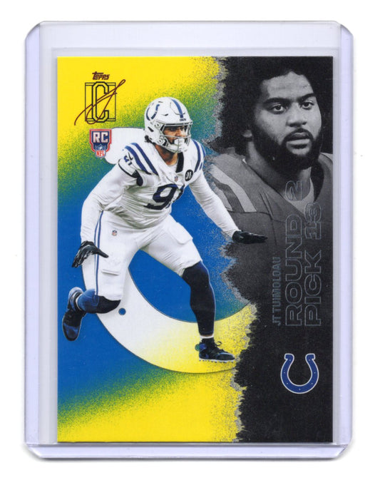2025 Topps Signature Class JT Tuimoloau Card Blue & Yellow RC Colts #167