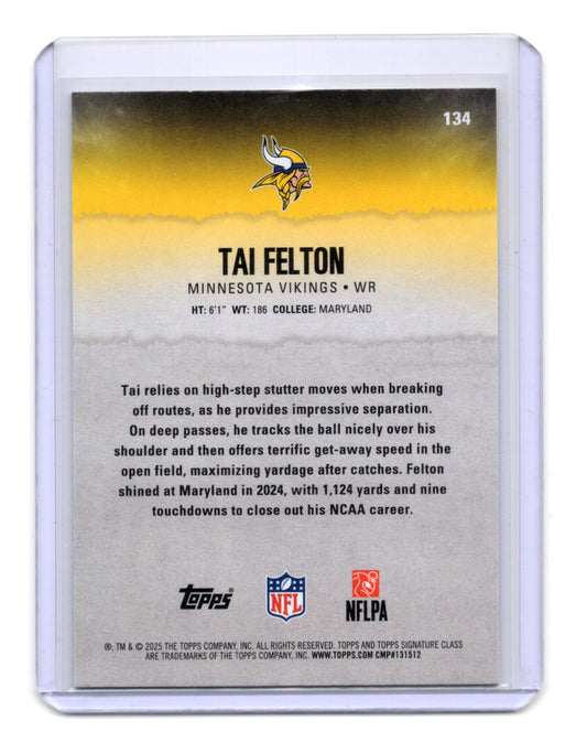 2025 Topps Signature Class Tai Felton Card Blue & Yellow RC