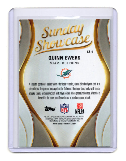 2025 Topps Signature Class Quinn Ewers Card Sunday Showcase Miami Dolphins #SS-4