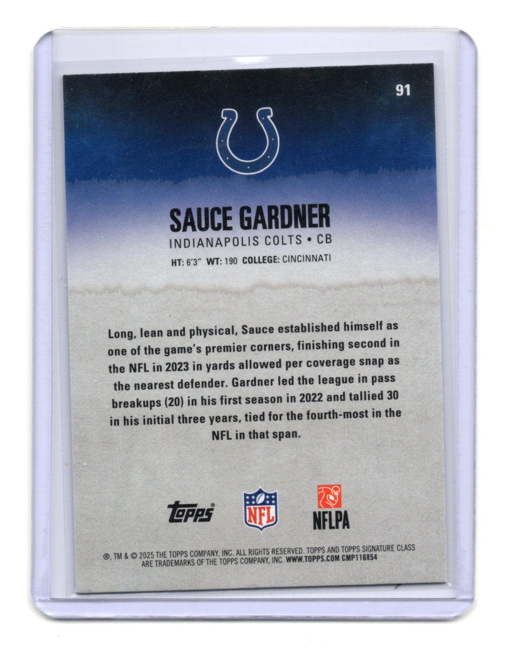 2025 Topps Signature Class Sauce Gardner Card Green & Purple  Colts #91