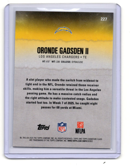 2025 Topps Signature Class Oronde Gadsden II Card Green & Purple RC Chargers