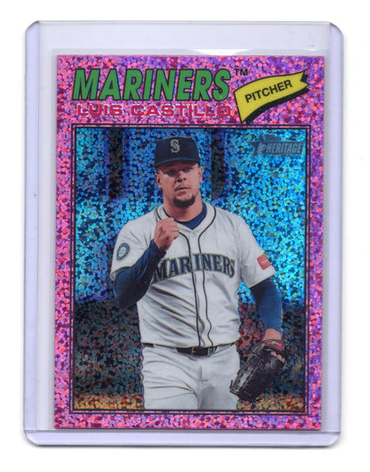 2026 Topps Heritage Luis Castillo Card Chrome Pink Sparkle Refractors Mariners
