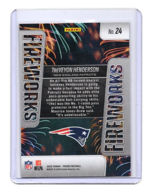 2025 Panini Prizm TreVeyon Henderson Card Fireworks New England Patriots #24
