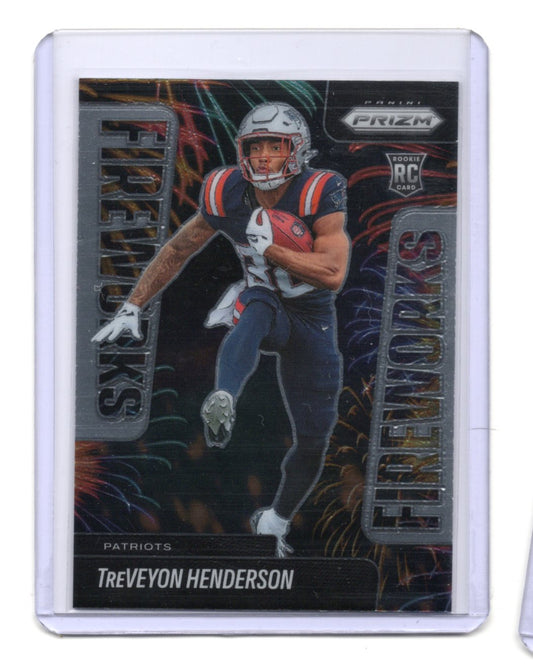 2025 Panini Prizm TreVeyon Henderson Card Fireworks New England Patriots #24