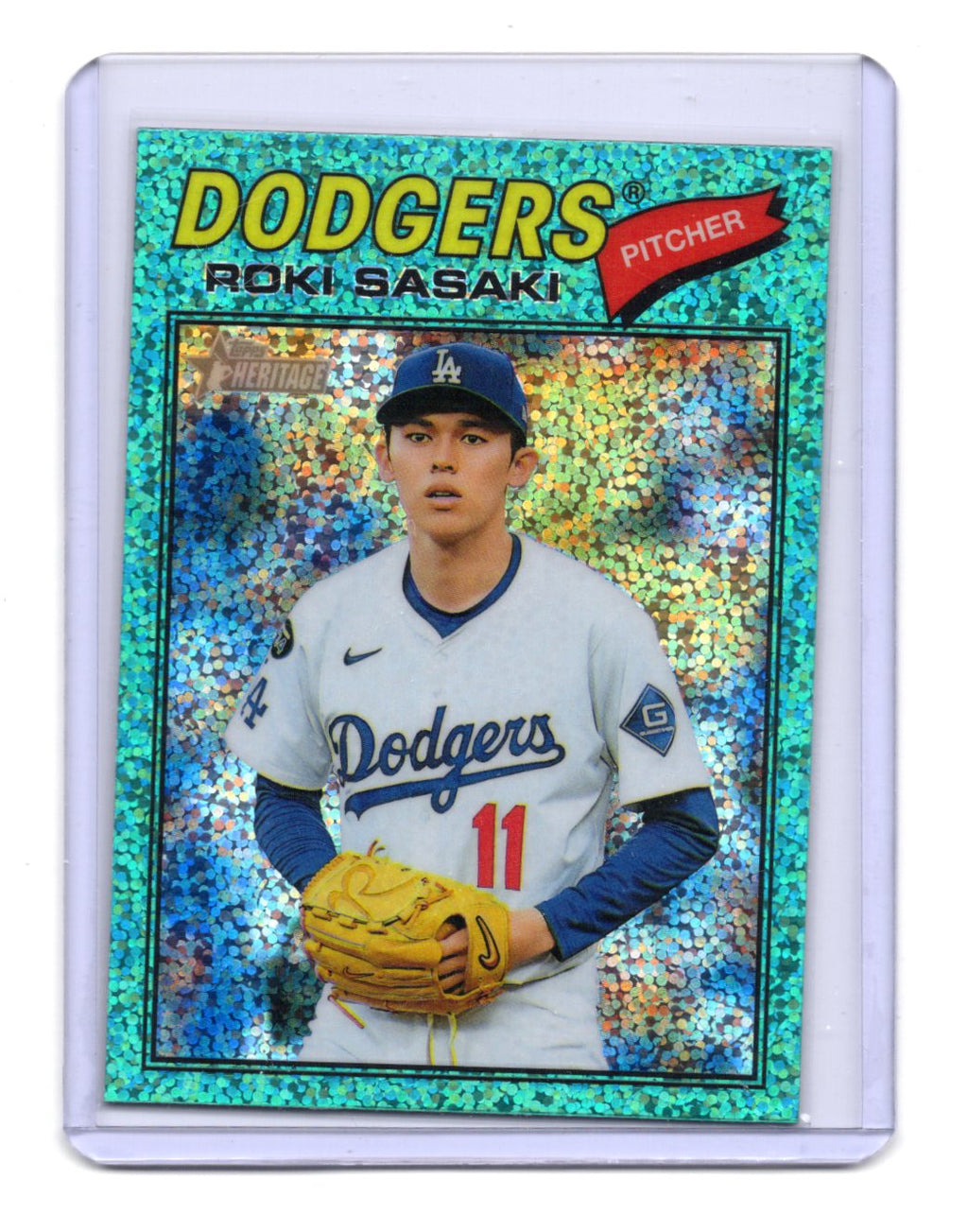 2026 Topps Heritage Roki Sasaki Card Chrome Light Blue Sparkle Refractors