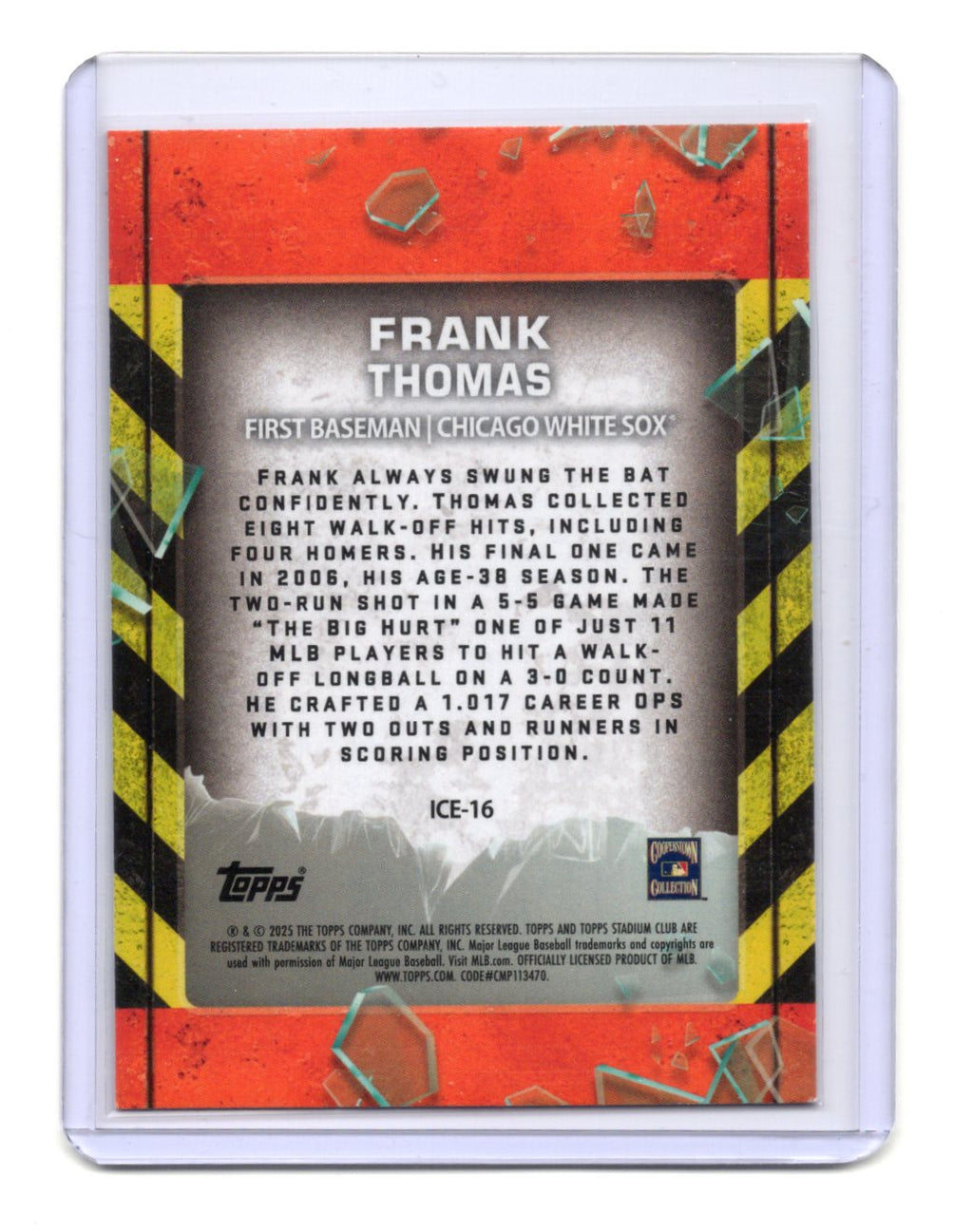 2025 Stadium Club Frank Thomas Card In Case of Emergency Chicago