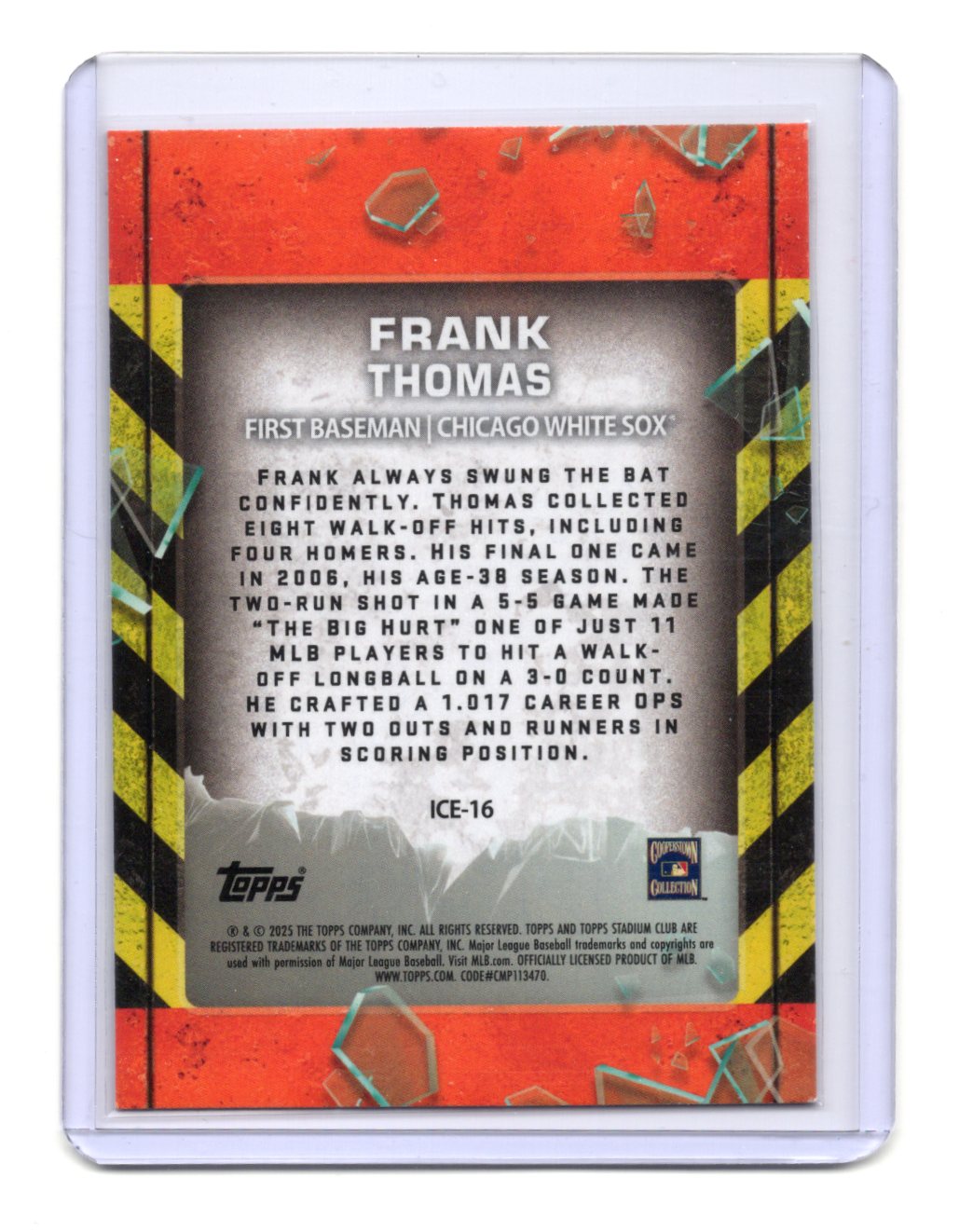2025 Stadium Club Frank Thomas Card In Case of Emergency Chicago