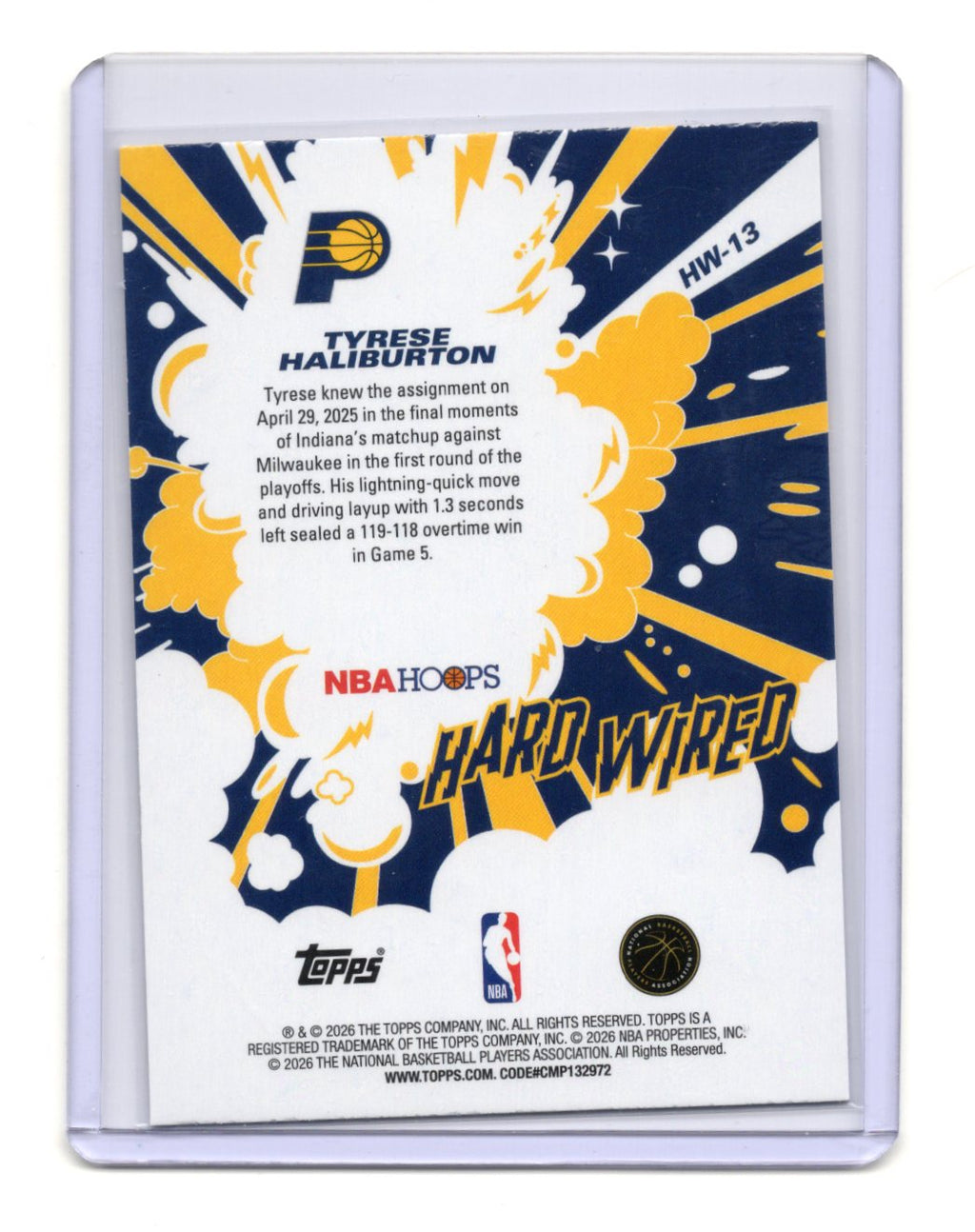 2025-26 Hoops Tyrese Haliburton Card Hard Wired Indiana Pacers #HW-13