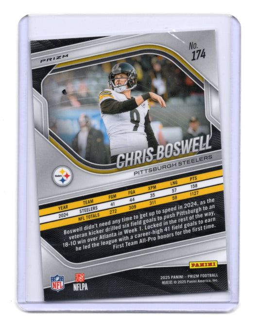 2025 Panini Prizm Chris Boswell Card Green Wave Pittsburgh Steelers #174