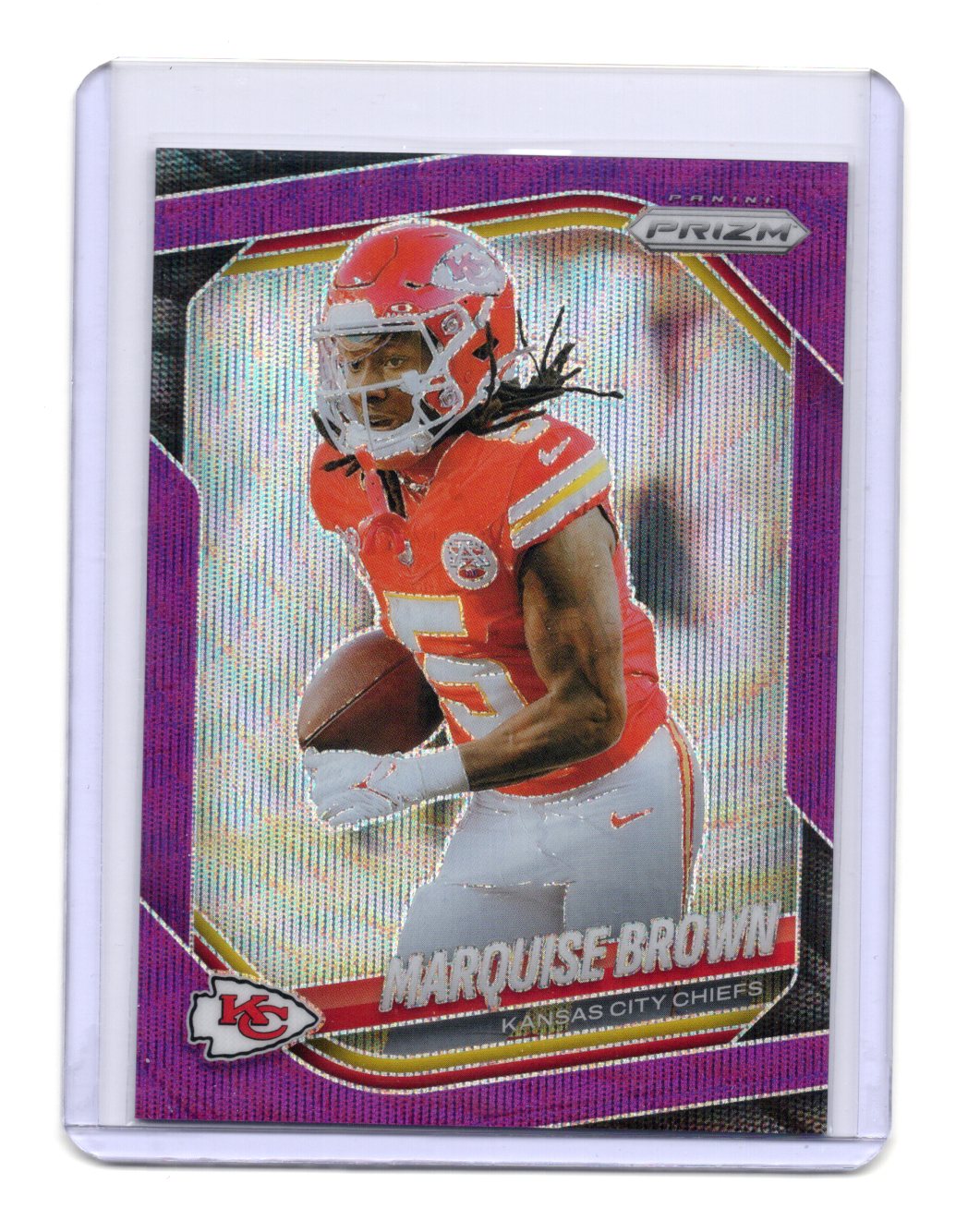 2025 Panini Prizm Marquise Brown Card Purple Wave SN  Chiefs #/99