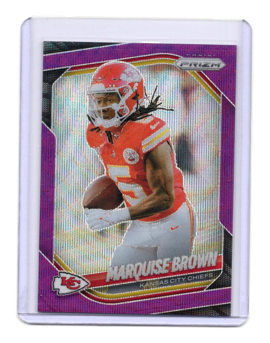 2025 Panini Prizm Marquise Brown Card Purple Wave SN  Chiefs #/99
