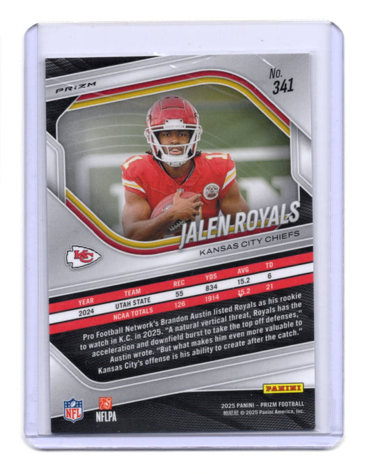 2025 Panini Prizm Jalen Royals Card Green Wave Kansas City Chiefs #341
