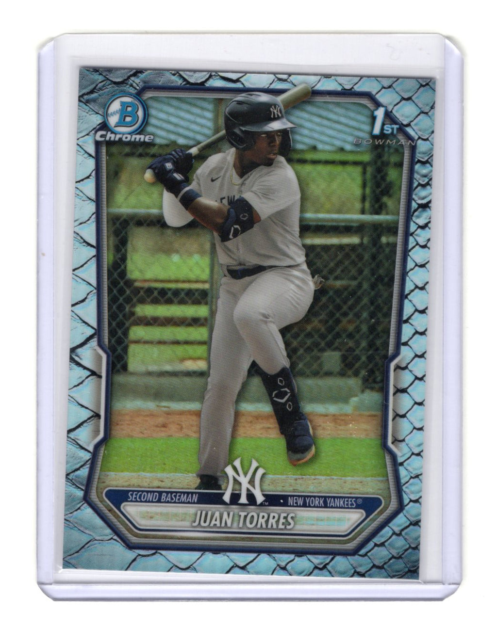 2026 Bowman Juan Torres Card Chrome Prospects Reptilian Refractor  Yankees