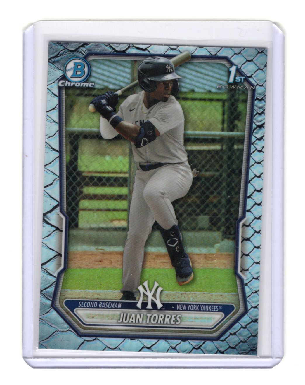 2026 Bowman Juan Torres Card Chrome Prospects Reptilian Refractor  Yankees