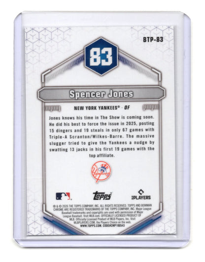 2026 Bowman Spencer Jones Card Bowman Scouts' Top 100 New York Yankees #BTP-83
