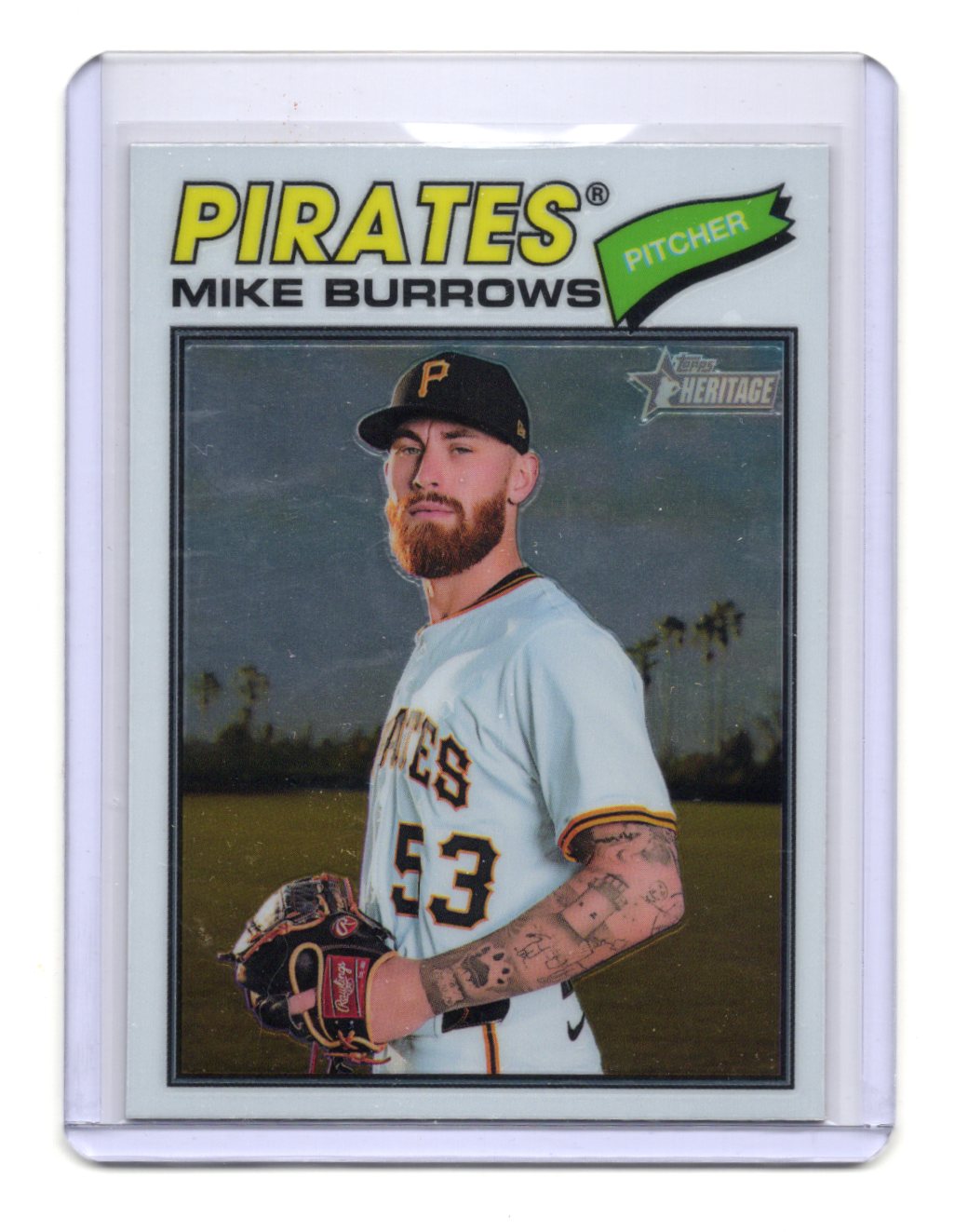 2026 Topps Heritage Mike Burrows Card Glossy Pittsburgh Pirates #96