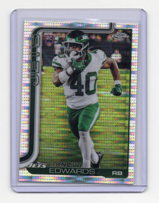 2025 Topps Chrome Donovan Edwards Card Pulsar Refractor RC  Jets #392