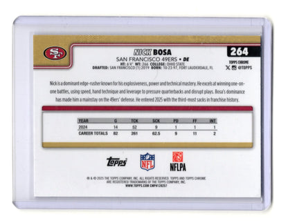 2025 Topps Chrome Nick Bosa Card X-Fractor 49ers #264