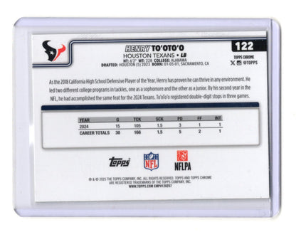 2025 Topps Chrome Henry To'oTo'o Card Lime Green X-Fractor Texans