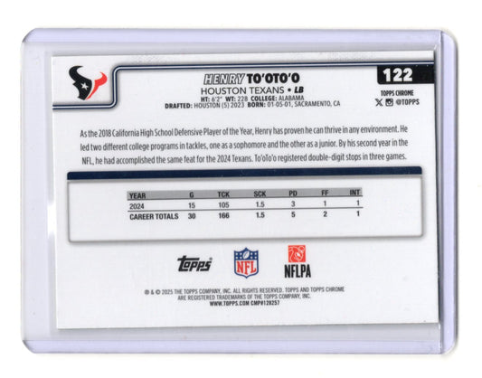 2025 Topps Chrome Henry To'oTo'o Card Lime Green X-Fractor Texans