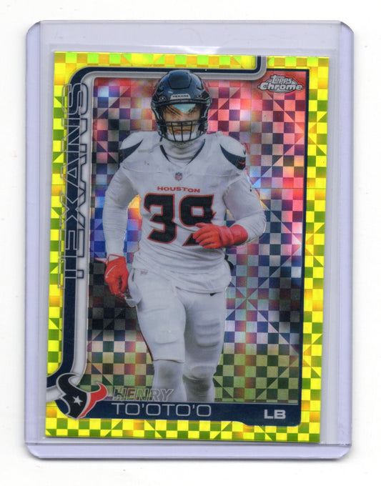 2025 Topps Chrome Henry To'oTo'o Card Lime Green X-Fractor Texans