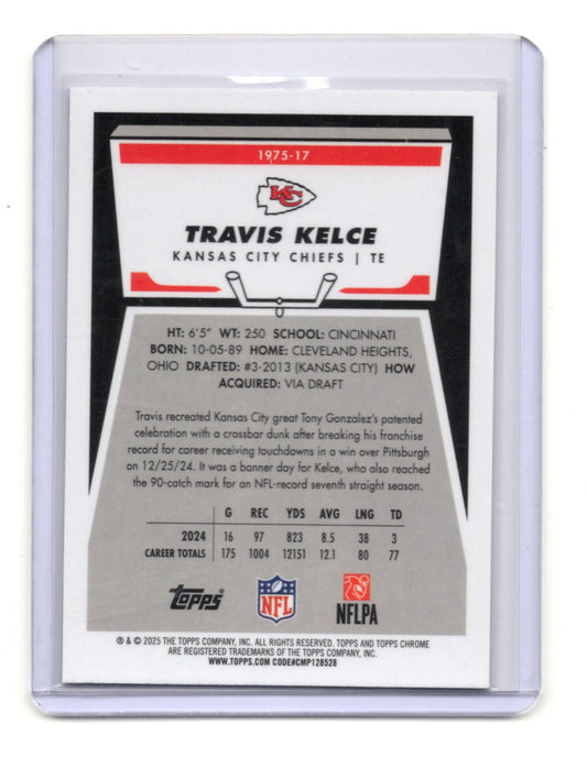 2025 Topps Chrome Travis Kelce Card 1975 Topps Kansas City Chiefs #1975-17