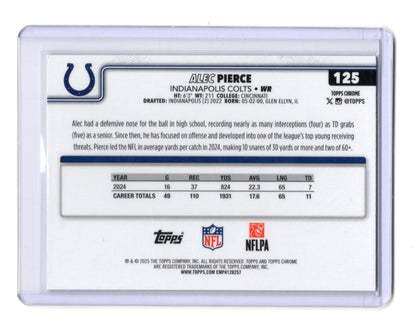 2025 Topps Chrome Alec Pierce Card Pulsar Refractor  Colts #125
