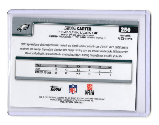 2025 Topps Chrome Jalen Carter Card X-Fractor Philadelphia Eagles #250
