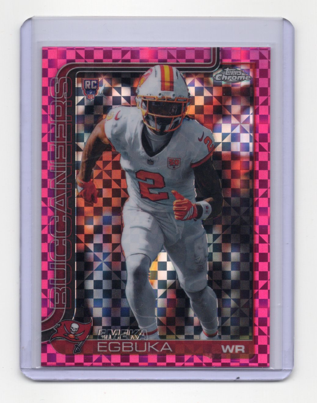 2025 Topps Chrome Emeka Egbuka Card Pink X-Fractor RC Buccaneers #312