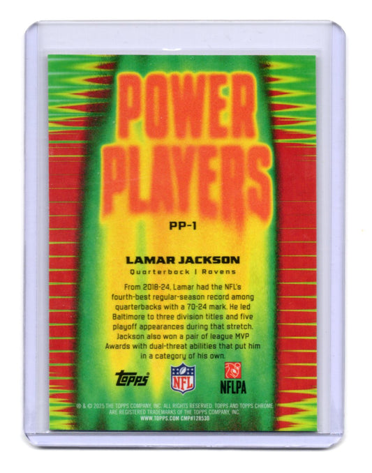 2025 Topps Chrome Lamar Jackson Card Power Players Baltimore Ravens #PP-1