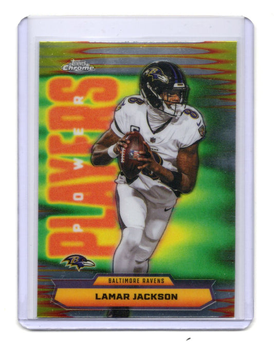 2025 Topps Chrome Lamar Jackson Card Power Players Baltimore Ravens #PP-1