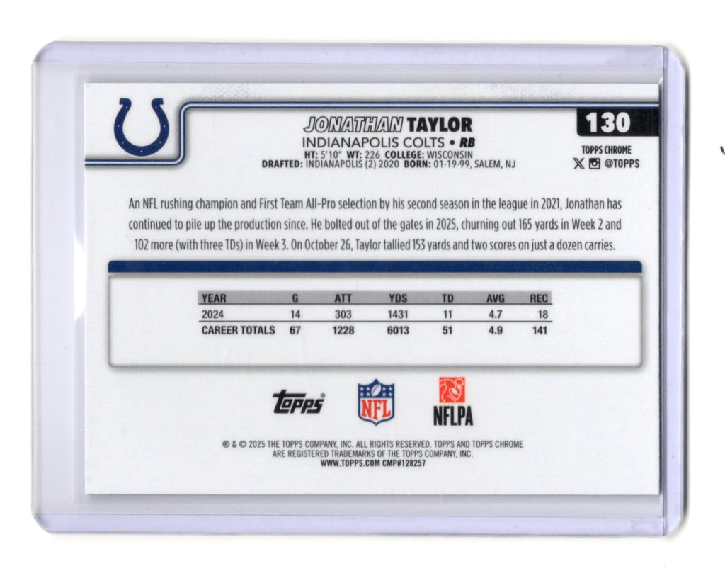 2025 Topps Chrome Jonathan Taylor Card Pulsar Refractor  Colts #130