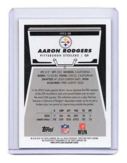 2025 Topps Chrome Aaron Rodgers Card 1975 Topps  Steelers #1975-28