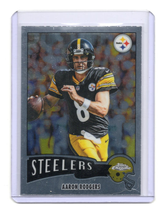 2025 Topps Chrome Aaron Rodgers Card 1975 Topps  Steelers #1975-28